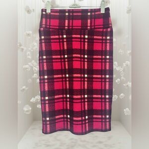 LuLaRoe Vibrant Red and Black Checkered Cassie Pencil Skirt size XS